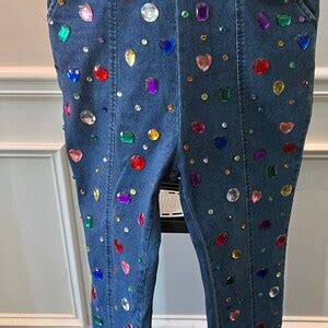 Upcycle Denim Jumpsuit Embellished Rhinestones Womens Denim Jumpsuit