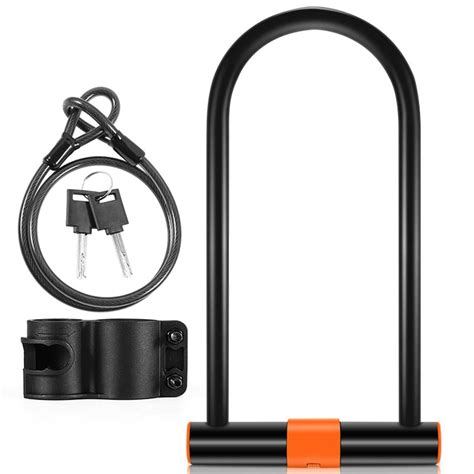 Bike U Lock with Anti Theft Steel Cable Bike Lock Mounting Bracket for ...