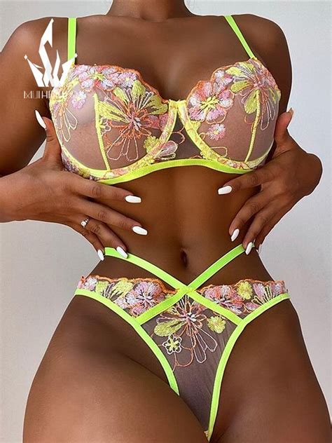 Mulherelfo Neon Beijo Lingerie Sensual Roupa Interior Feminina P S