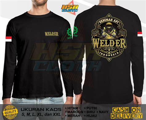 Baju Kaos Pria Distro Lengan Panjang Welder Indonesia Retro Art New V2