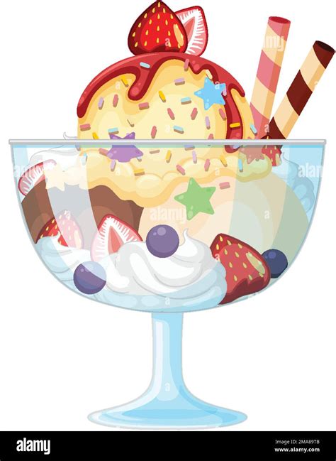 Ice Cream Sundae Served In A Glass Illustration Stock Vector Image