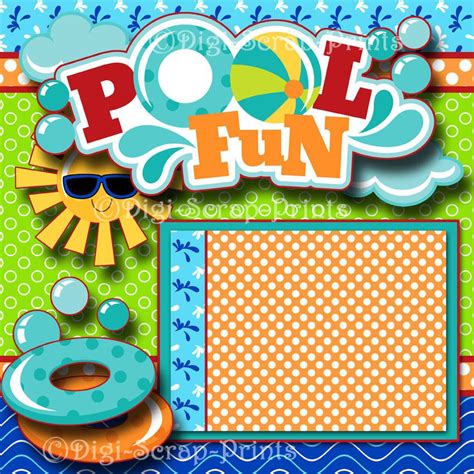 Pool Fun Swim Summer Premade Scrapbook Pages Paper Piecing Layout