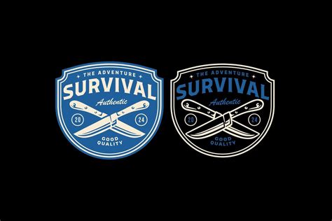 blade survival badge logo design for adventure and survival kit sport ...