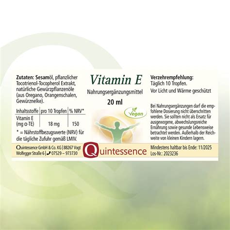 Vitamin E Tropfen Von Quintessence 20 Ml Shop Apotheke