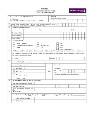 Fillable Online Account Opening Form For Non Individuals Fax Email