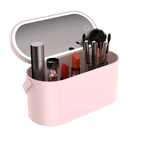 Makeup Storage Box With Led Light Mirror Portable Travel Makeup