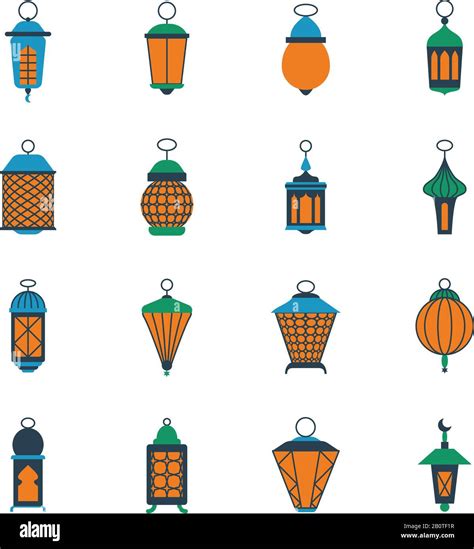 Old Ramadan Islamic Lanterns Arabic Lamps Vector Set Lantern To