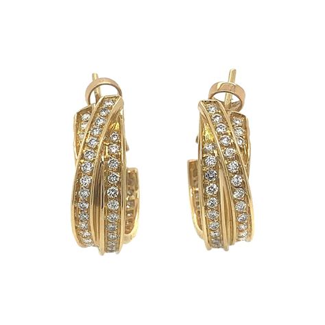 Cartier Karat Yellow Gold Diamond Hoop Earrings At Stdibs Cartier