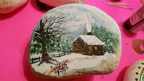 Rock Art Cabin Stone Painting Painted Rocks Rock Art