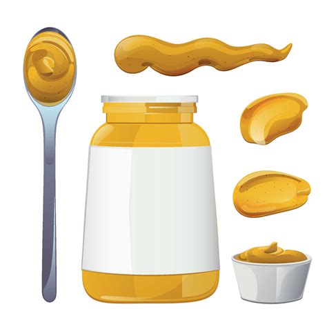 Mustard Dijon Honey Sauce Cream Vector Design In Cartoon Style For