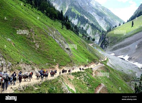 Hindu Devotees Visit During Their Pilgrimage From Baltal Base Camp To