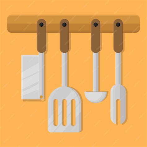 vector illustration   hanging cooking utensils premium vector