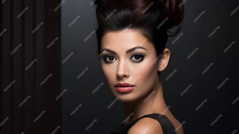 Premium Ai Image A Model With Rich Dark Brown Hair In A Sophisticated