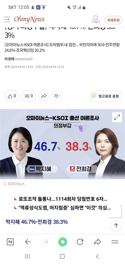 의정부갑 여론조사 Ksoi 정치시사 에펨코리아