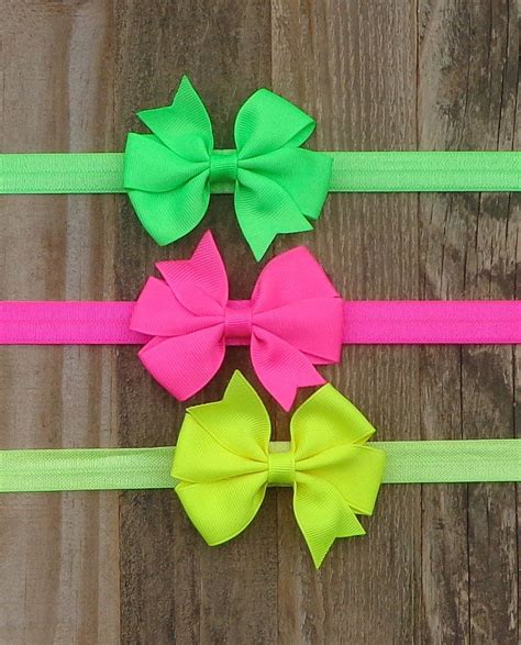 Like Bright Colors We Have Neon Set Of 3 Neon Hair Bows Etsy