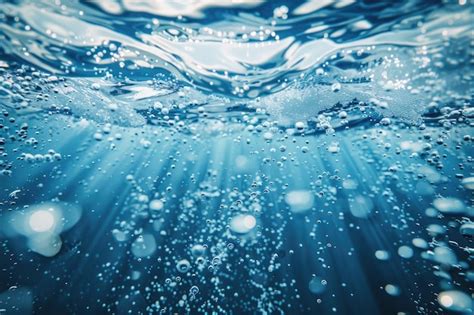 Premium Photo Blue Under Water Waves And Bubbles