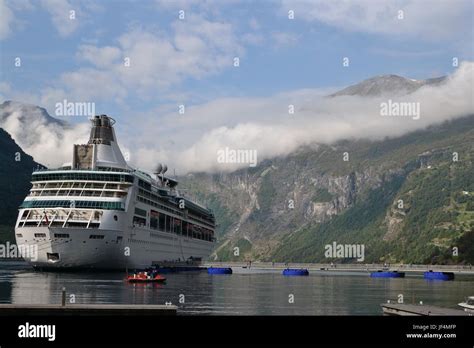 Cruise ship in Geirangerfjord Stock Photo - Alamy