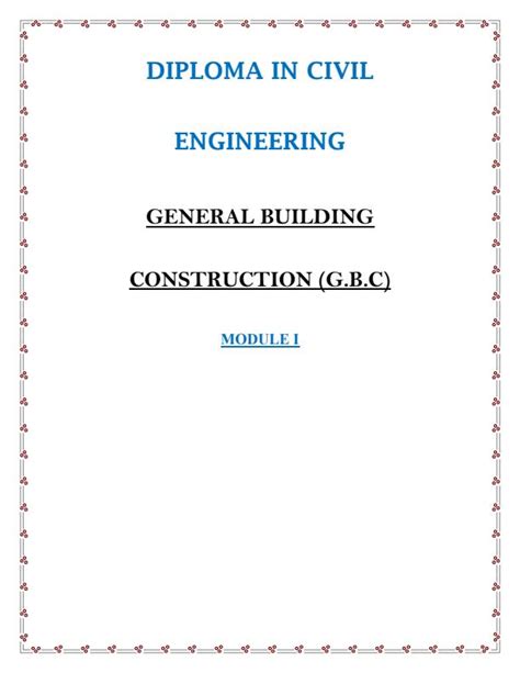 General Building Construction Notes Diploma In Civil Engineering