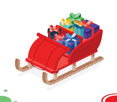 Premium Vector Isometric Christmas Open Sleigh With Bunch Gift Boxes