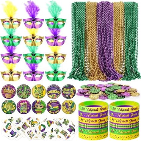 132 Pcs Mardi Gras Decorations 6 Pcs 6 6 Ft Feather Boa 6 Pcs Mardi Gras Masks 120