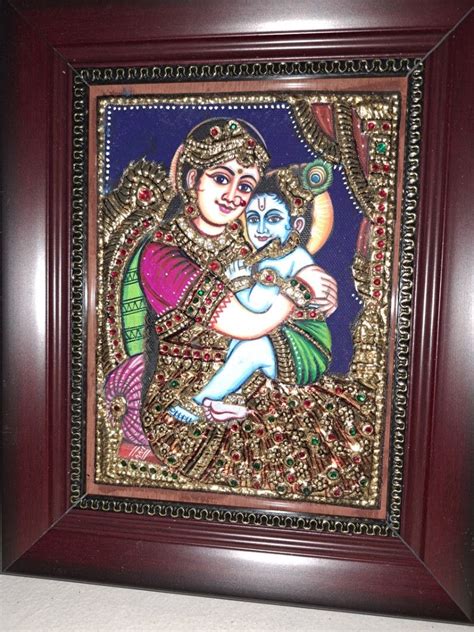 Yashoda Krishna Tanjore painting, Furniture & Home Living, Home Decor ...