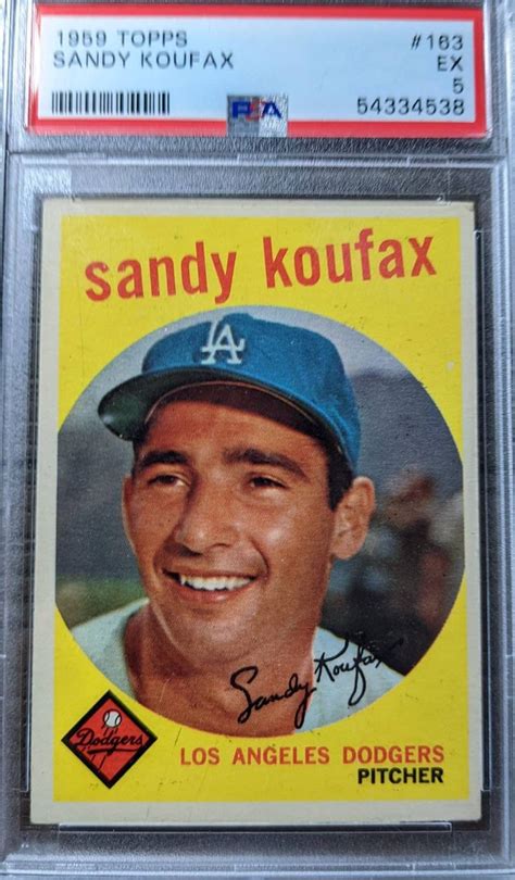 Authentic 1959 Sandy Koufax 163 Psa Graded Topps Baseball Etsy