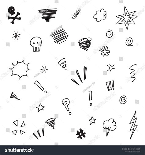 Doodle Sketch Style Swearing Icons Cartoon Stock Vector Royalty Free