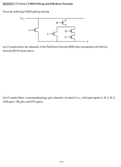 Solved Given The Following CMOS Pull Up Network A 15 Chegg