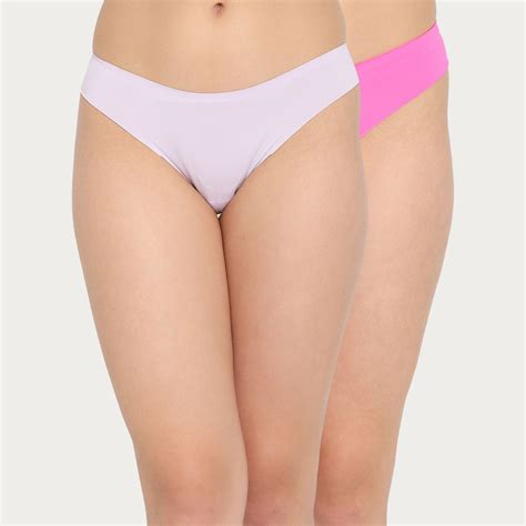 Clovia Pack Of 2 Low Waist Seamless Laser Cut Bikini Panty Multi