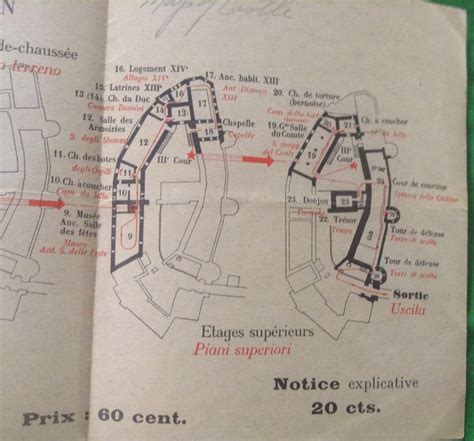 Castle Chateau De Chillon Map 1945 | Etsy Israel