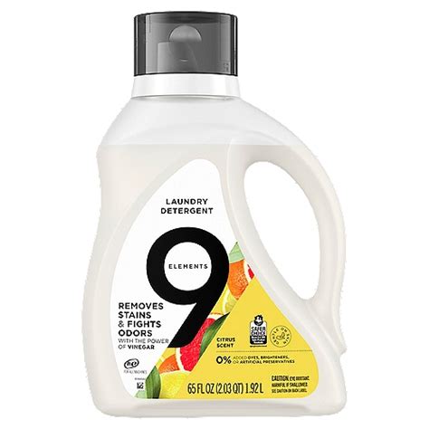 9 Elements Liquid Laundry Detergent Lemon Scent Vinegar Powered 65oz Shoprite