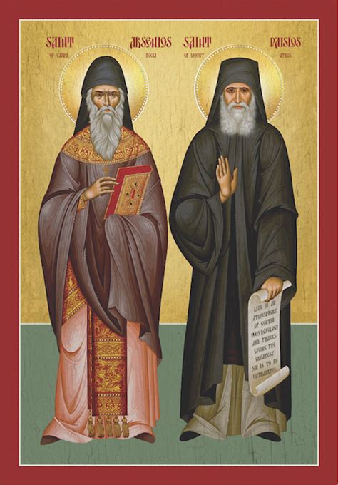 Icon Of Sts Arsenios And Paisios 20th C 1ar00 Uncut Mountain Supply