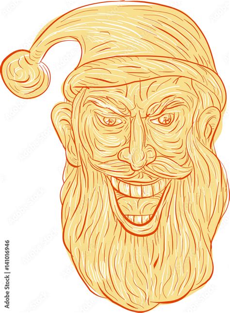 Evil Santa Claus Head Drawing Stock Vector | Adobe Stock