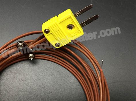 Type K Thermocouple RTD With Miniature Male 2 Pin Connector Teflon Cable