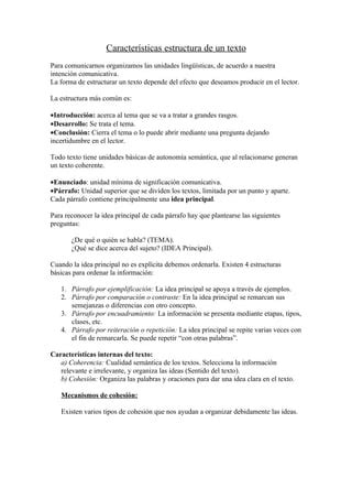 Caracter Sticas Estructura De Un Texto Pdf