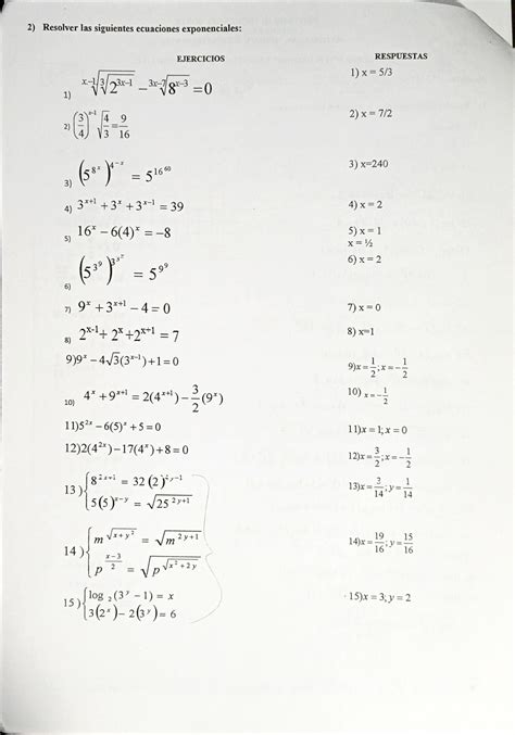 SOLUTION Ejercicios Ecuaciones Logaritmicas Y Exponenciales Algebra