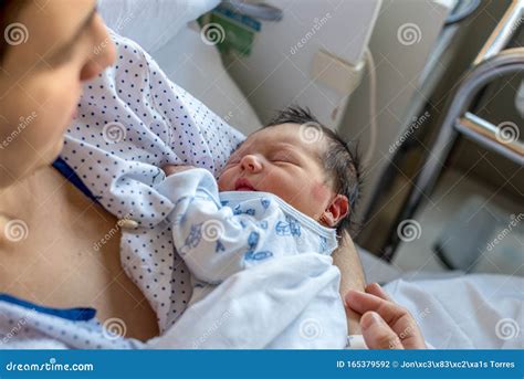 Newborn Baby In His Mother S Arms Stock Photo Image Of Tenderness