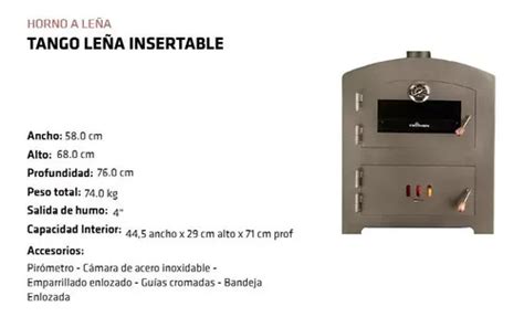 Horno Leña Tromen Tango Para Empotrar Embutir Calor Env en venta en