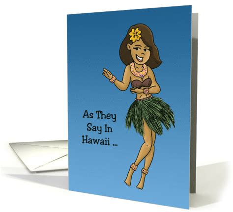 Humorous Birthday Card With Cartoon Hula Girl May Your Coconuts Card