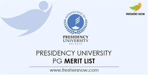 Presidency University Pg Merit List 2021 Out Pg Admission Rank List