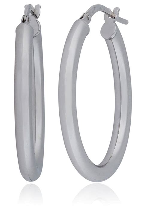 Silverluxe Women S Sterling Silver Perfect Large Oval Hoop Earring 1 1