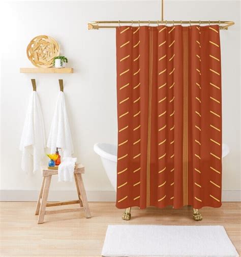 Shower Curtains Mid Century Modern Shower Curtain Abstract Terracotta