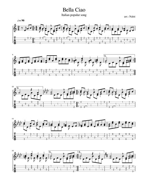 Bella Ciao Ukulele Sheet Music For Ukulele Solo