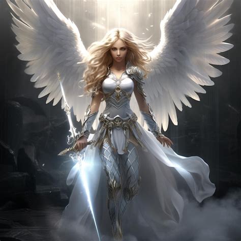 Premium Photo | Angel Fantasy Warrior High Archangel with wings Ai generated art