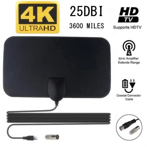 Antenne TV Antenne intérieure 4K 8K 25dbi boîtier DTV HD à Gain élevé