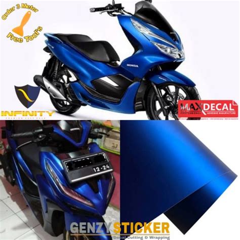 Jual Stiker Skotlet Motor Biru Metalik Doff Skotlet Biru Chrome Matt