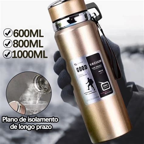 Garrafa Ml Inox T Rmica Infusor Prata E Dourada De Gua Caf