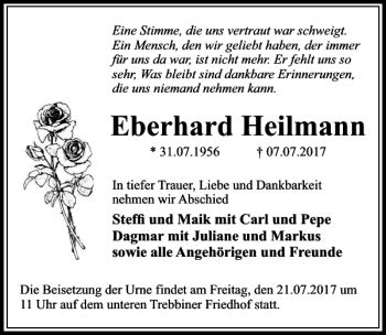 Traueranzeigen Von Eberhard Heilmann Trauer Anzeigen De