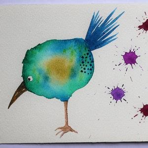 Funky Kiwi Bird Watercolor Painting Ooak Original - Etsy