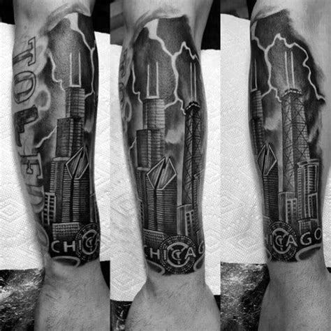 City Skyline Tattoo Designs For Men Downtown Ink Ideas